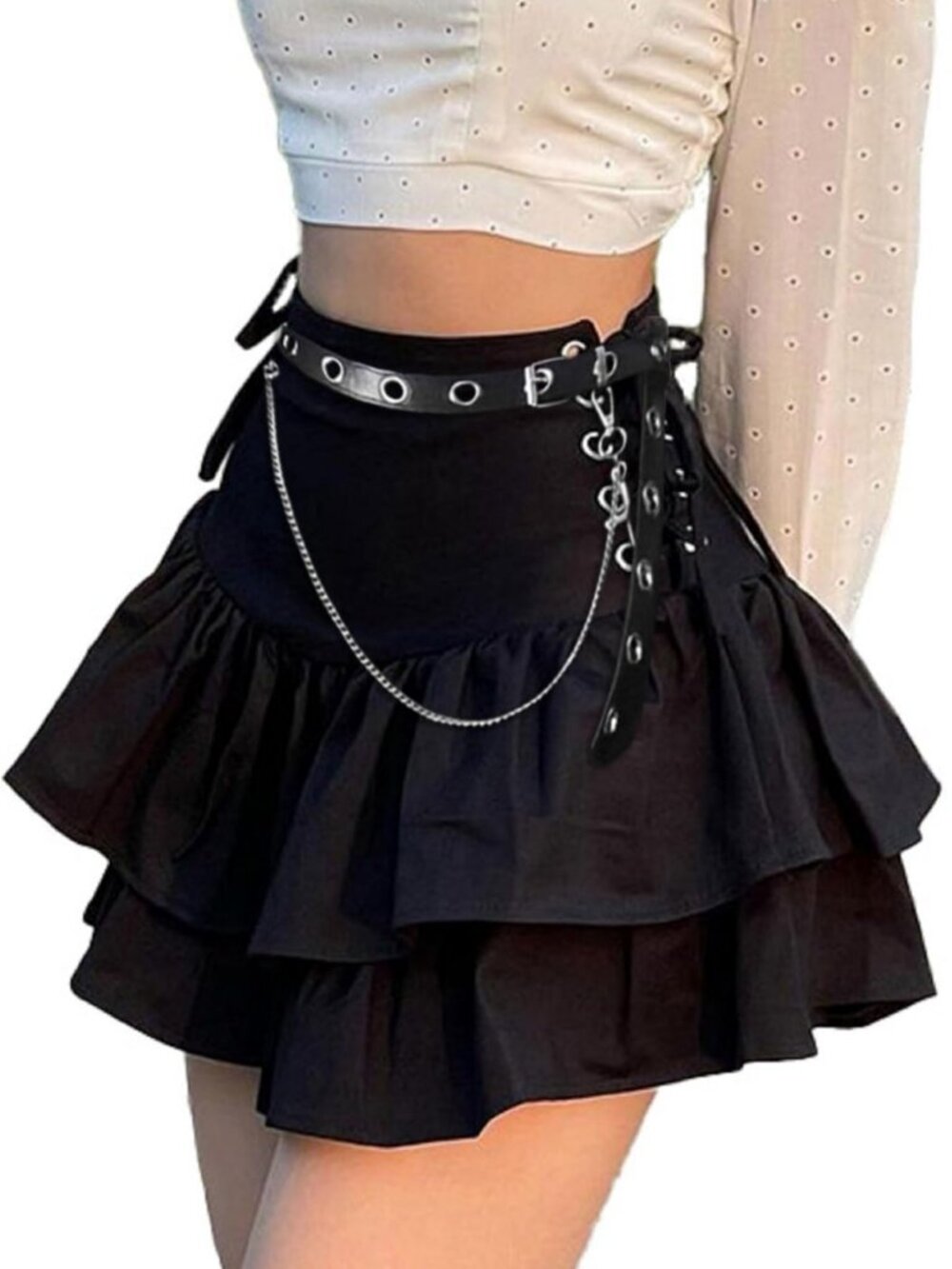 Goth Mini Skirt for Women - Punk Grunge High Waist Emo Alt Harajuku Style